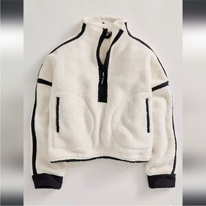 Free People Mountain High Women's White and Black Quarter-Zip Sweater size med